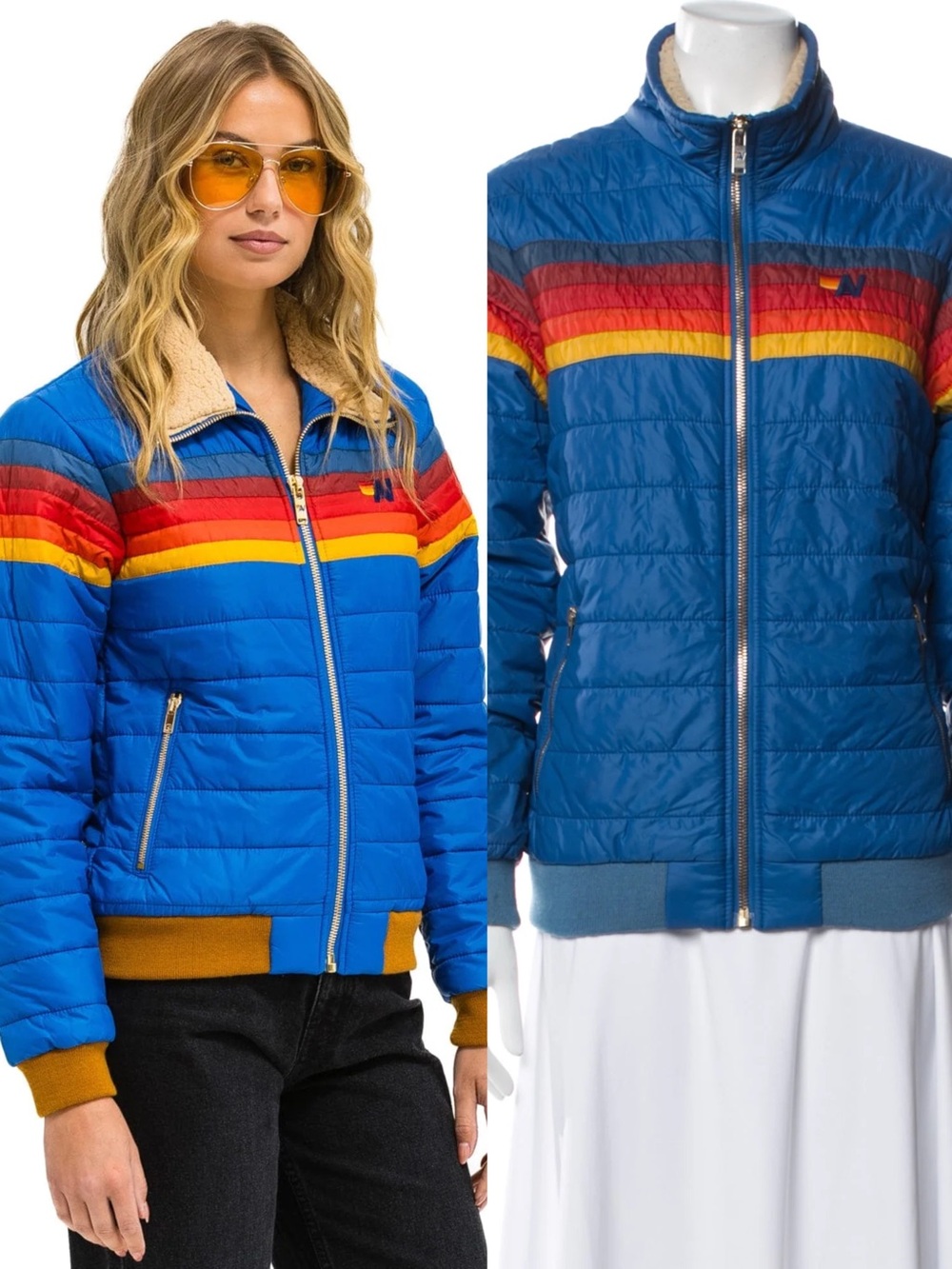 Aviator Nation 4 Stripe Jacket in Snorkel Blue Medium